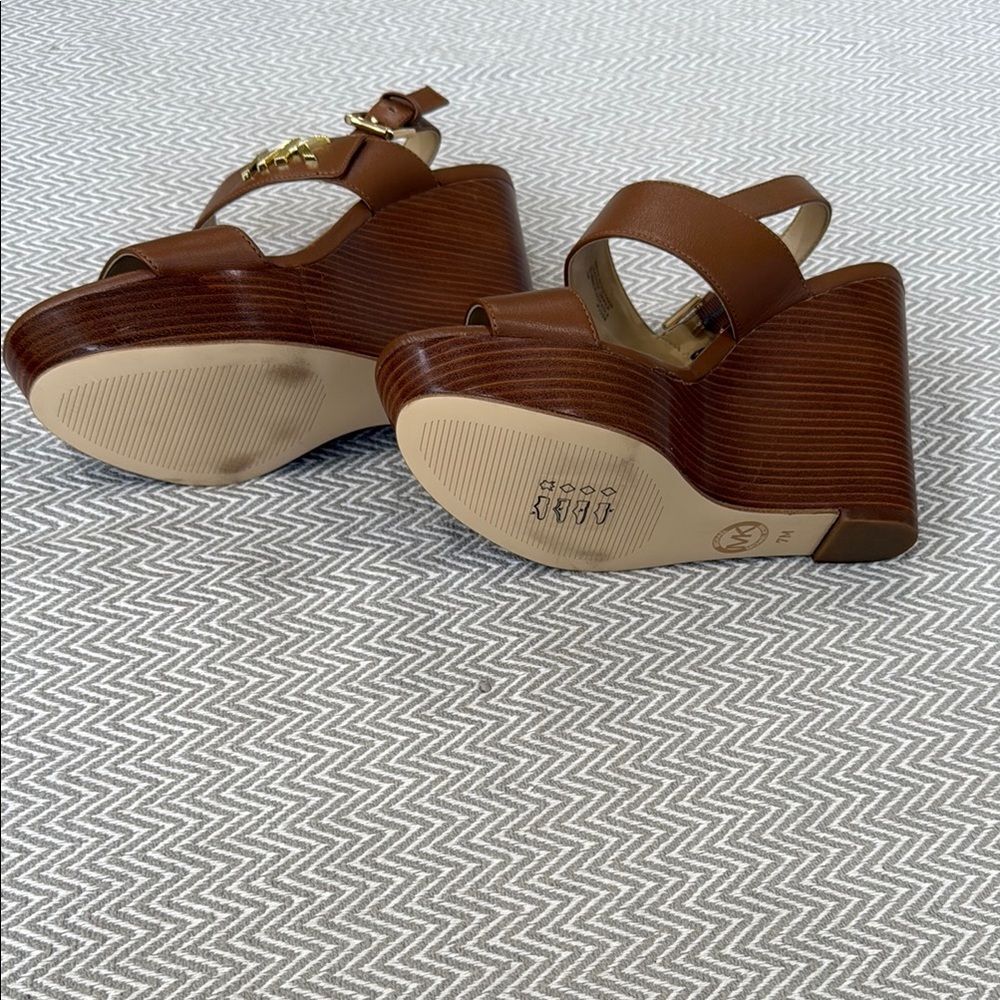 Michael Kors Brown Wedge Sandals Size 7 - Picture 5 of 5